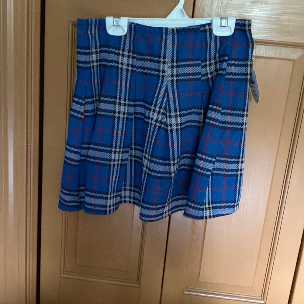 NWT Altar’d State Blue Plaid Mini Skirt